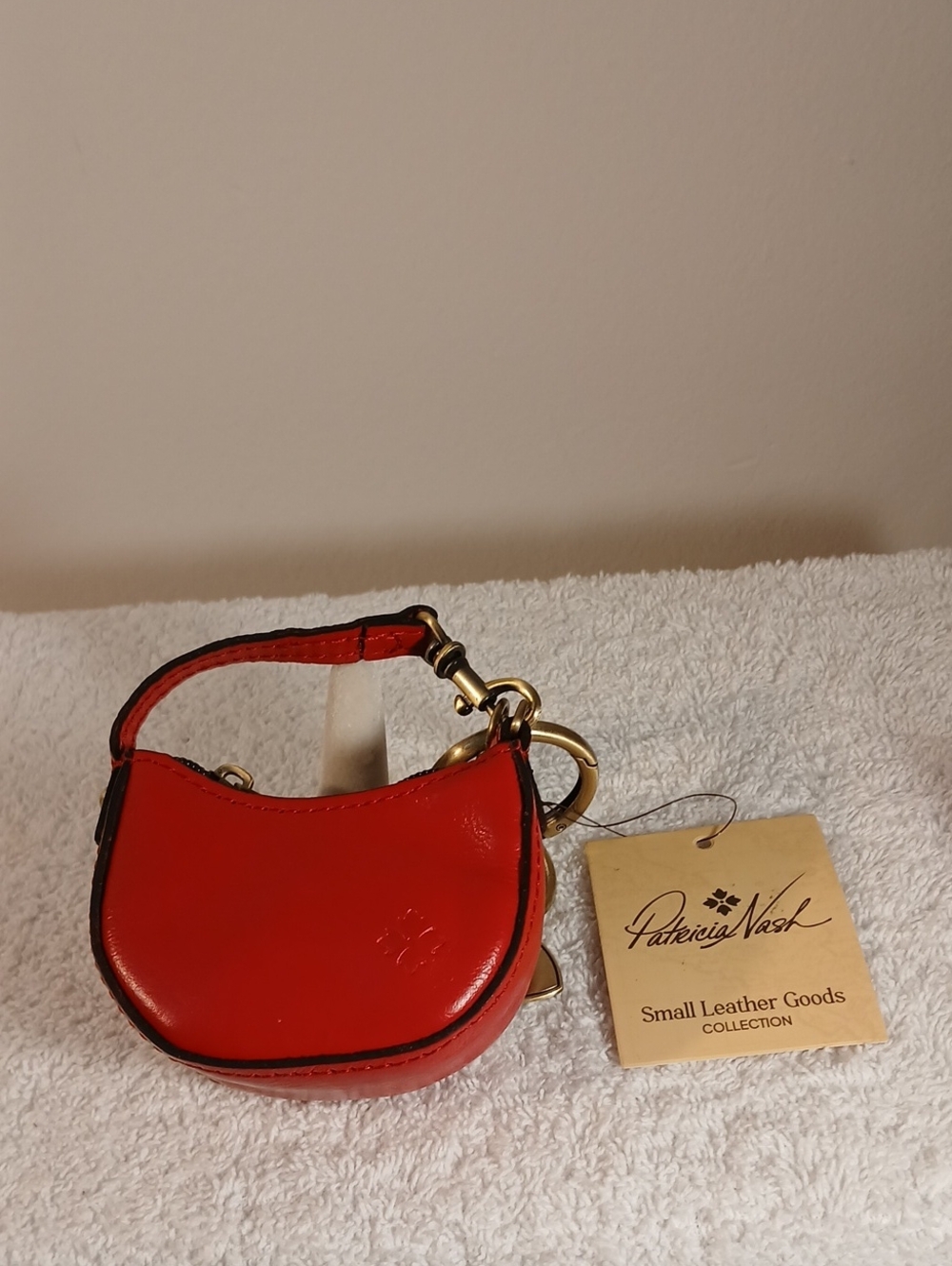 Patricia Nash Red Mini Leather Key Pouch with Gold Hardware